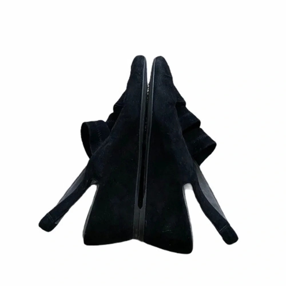 Stuart Weitzman Spando‎ Black Suede Slingback Wedge Heels